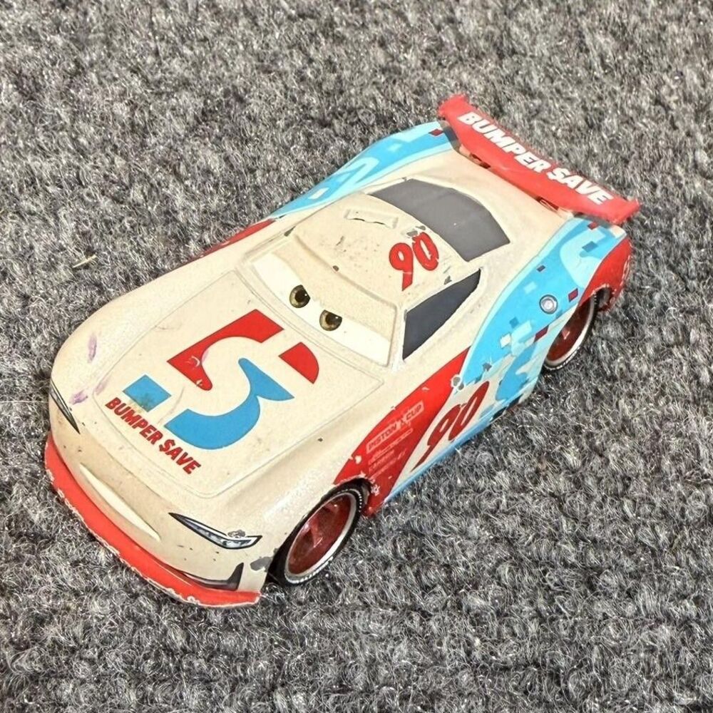 Disney Pixar Cars Bumper Save #90 Diecast Race Car Toy Mattel 1:55 Multi-Color